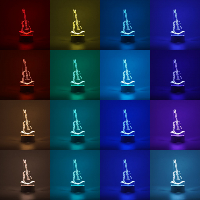 Lichidare Lampa LED decorativa, Flippy, 3D, Chitara, din material acril si lumina multicolora, alb [2]