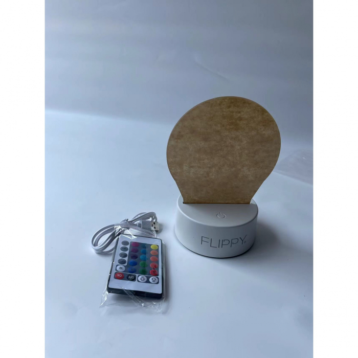Lampa LED decorativa, Flippy, 3D, Globul Pamantesc, doua moduri de alimentare USB si baterii, 20 cm inaltime, din material acril si lumina multicolora, alb [10]