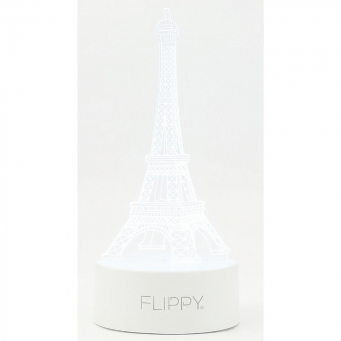 Lampa LED decorativa, Flippy, 3D, Turnul Eiffel, din material acril si lumina multicolora, alb [6]