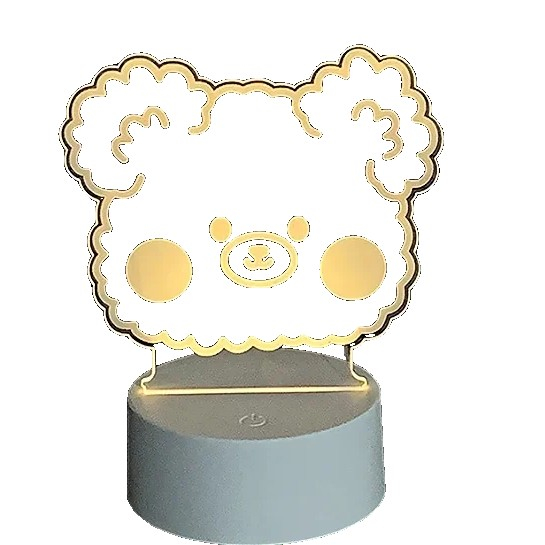 Lampa LED decorativa, Flippy, 3D, Ursulet, din material acril si lumina multicolora, alb [1]