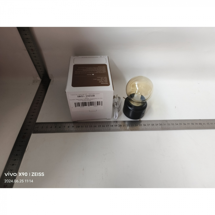 Lampa LED Decorativa sub forma de Bulb, Retro pentru interior, Negru/ Transparent, 5 V, 500 mA, ABS, Lumina Calda, Incarcare USB, Autonimie 12 Ore, Comutator Metalic, Flippy, 11x7x6 cm [2]