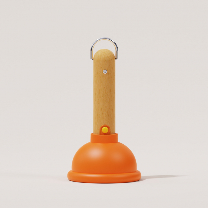 Lampa Nocturna, Flippy, Model Ventuza de Toaleta, Alimentare USB, din Lemn si Silicon, 16 x 9 cm, Portocaliu [8]