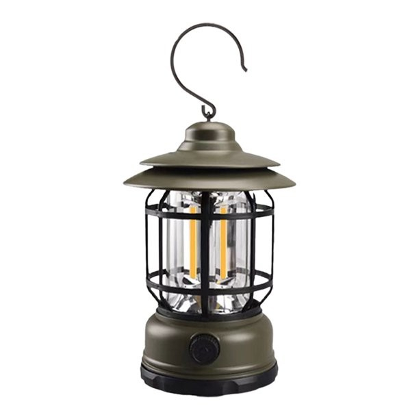 Lampa portabila camping, Felinar Vintage cu carlig, ABS, Iluminare 21 COB LED, Intensitate reglabila, 5W, Flippy, Verde [4]