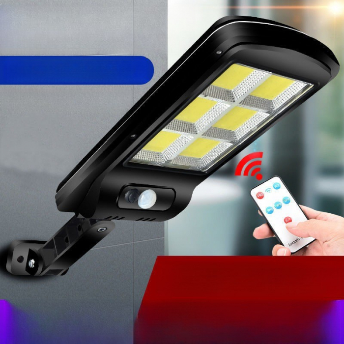 Lampa Solara De Exterior LED Flippy, 36 cm x 11.5 cm, 2880 Lumeni 120 COB LED 24 W - echivalent 192 W bec incadescent, IP65, Senzor de Miscare, Senzor de Lumina, 6 Grile, Alb Rece [8]