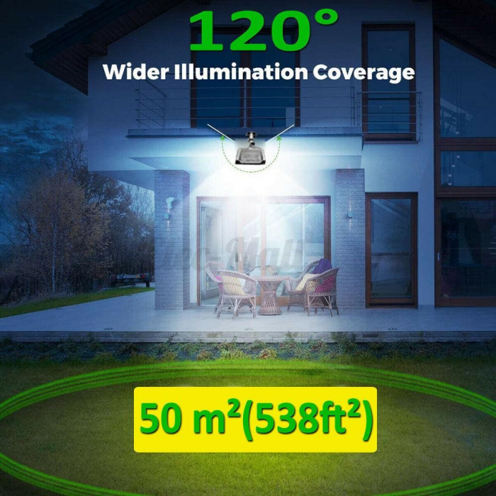 Lampa Solara De Exterior LED Flippy, 36 cm x 11.5 cm, 3072 Lumeni 128 COB LED 25.6 W - echivalent 205 W bec incadescent, IP65, Senzor de Miscare, Senzor de Lumina, 4 Grile, Alb Rece [5]