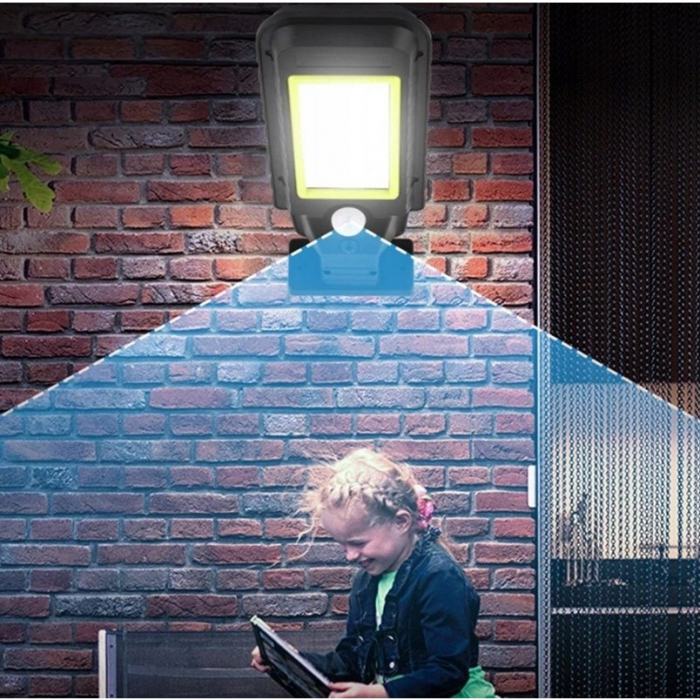 Lampa Solara De Exterior LED Flippy, 36 cm x 11.5 cm, 3072 Lumeni 128 COB LED 25.6 W - echivalent 205 W bec incadescent, IP65, Senzor de Miscare, Senzor de Lumina, 4 Grile, Alb Rece [7]