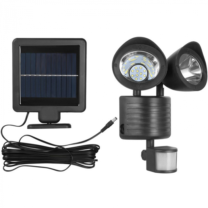 Lampa solara de tip decoratiune pentru gradina, Flippy, model felinar dublu cu senzor de miscare, alb rece [1]