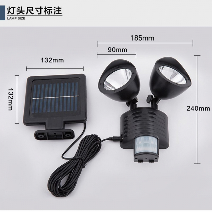 Lampa solara de tip decoratiune pentru gradina, Flippy, model felinar dublu cu senzor de miscare, alb rece [4]