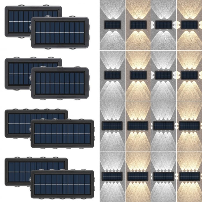 Lampa Solara, Flippy, 8+4 LED, Lumina Alba/Calda, din ABS+PC, 8 x 17.7 x 3.7 cm, Negru [4]