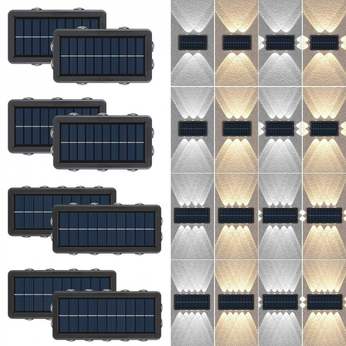 Lampa Solara, Flippy, 8+4 LED, Lumina Calda, din ABS+PC, 19 x 9.5 cm, IP65, Negru [3]