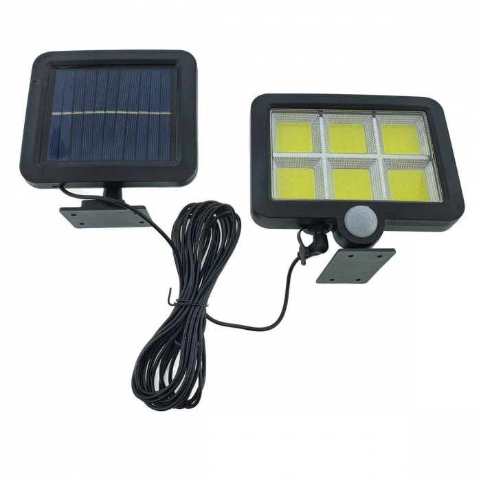 Lampa Solara LED 120 COB, Flippy, 6 Grile, Senzor de Lumina si Miscare, Lungime Cablu 4.8 m, Lumina Alba [1]