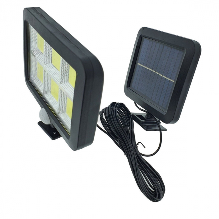 Lampa Solara LED 120 COB, Flippy, 6 Grile, Senzor de Lumina si Miscare, Lungime Cablu 4.8 m, Lumina Alba [4]