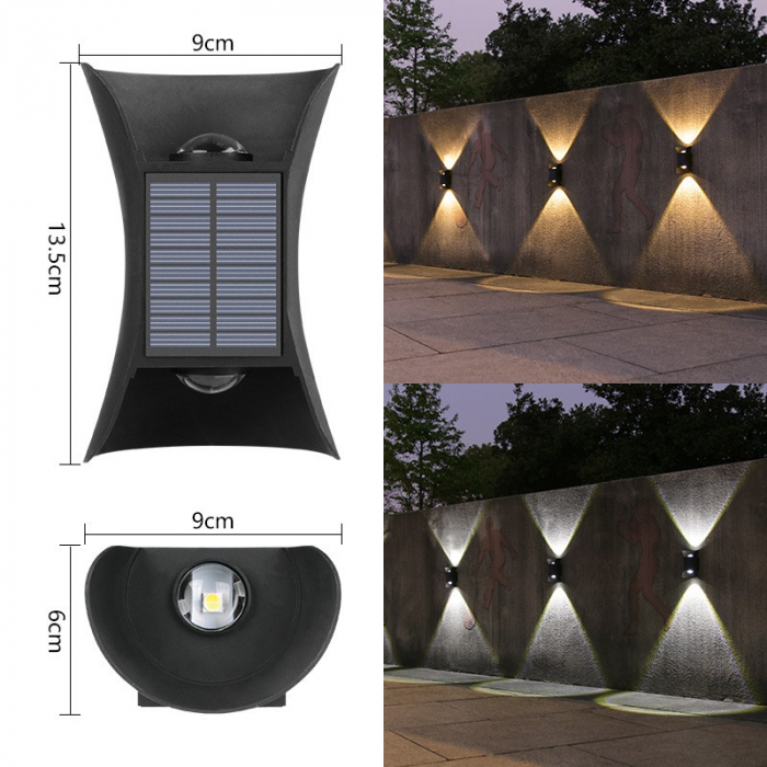 Lampa solara LED bidirectionala bicolora Flippy, comutator culoare led, IP65, rezistent la apa, baterie 1.5 V, 400mah, 2 LED-uri, 13.5 x 9 cm, material ABS, multicolor [5]