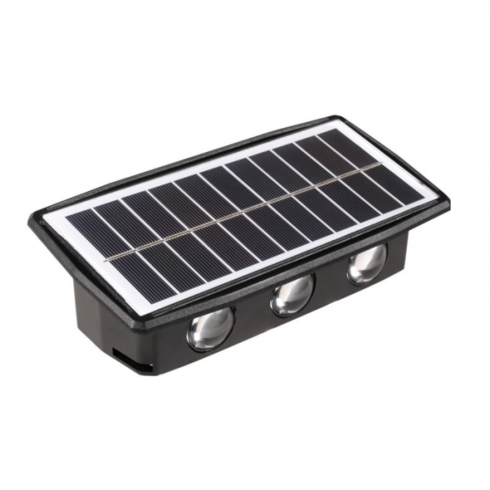 Lampa solara LED bidirectionala dreptunghiulara pentru perete Flippy, 20.5x10 cm, 6 LED-uri, 5.5V, ABS, 500mAh, rezistent la apa IP65, alb rece [1]