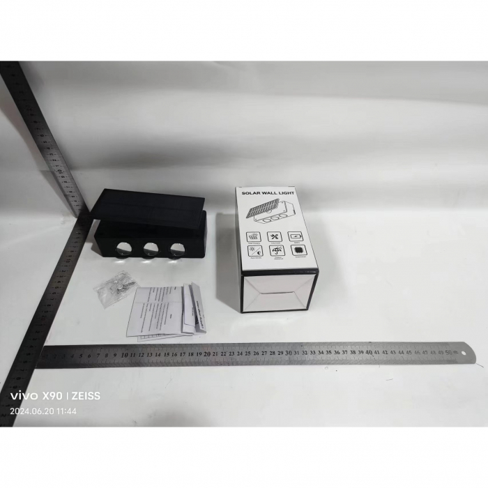Lampa solara LED bidirectionala Flippy, cu panou ajustabil, comutator culoare lumina, pentru perete, scari, gradina, terasa, 16 x 6.5 cm, 6 LED-uri, material ABS, baterie 3.7 V, 1200mah, multicolor [7]