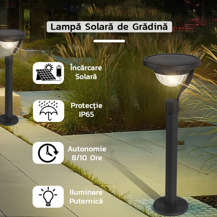 Lampa solara LED cu 2 moduri de fixare, IP65, material ABS, baterie 4.5 V, 200 mah, 450 Lumeni, 42.5 x 15 cm, alb cald, [1]
