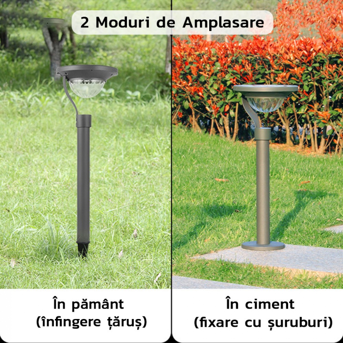 Lampa solara LED cu 2 moduri de fixare, IP65, material ABS, baterie 4.5 V, 200 mah, 450 Lumeni, 42.5 x 15 cm, alb cald, [5]
