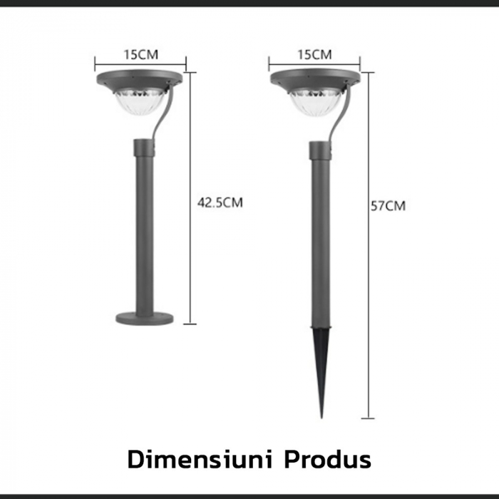 Lampa solara LED cu 2 moduri de fixare, IP65, material ABS, baterie 4.5 V, 200 mah, 450 Lumeni, 42.5 x 15 cm, alb cald, [7]