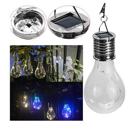 Lampa Solara LED Decorativa sub forma de Bulb, pentru exterior, suspendata, IP65, Ultron Albastru, Flippy [6]