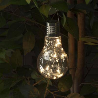 Lampa Solara LED Decorativa sub forma de Bulb, pentru exterior, suspendata, IP65, Ultron Transparent, lumina calda, Flippy [6]
