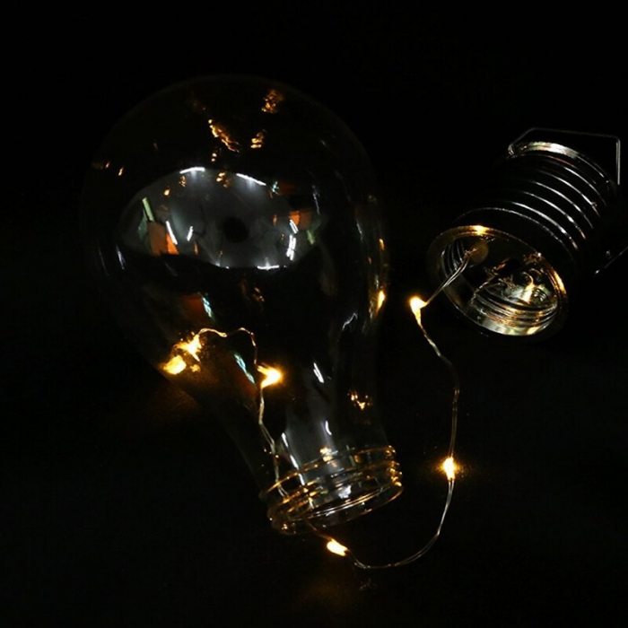Lampa Solara LED Decorativa sub forma de Bulb, pentru exterior, suspendata, IP65, Ultron Transparent, lumina calda, Flippy [7]