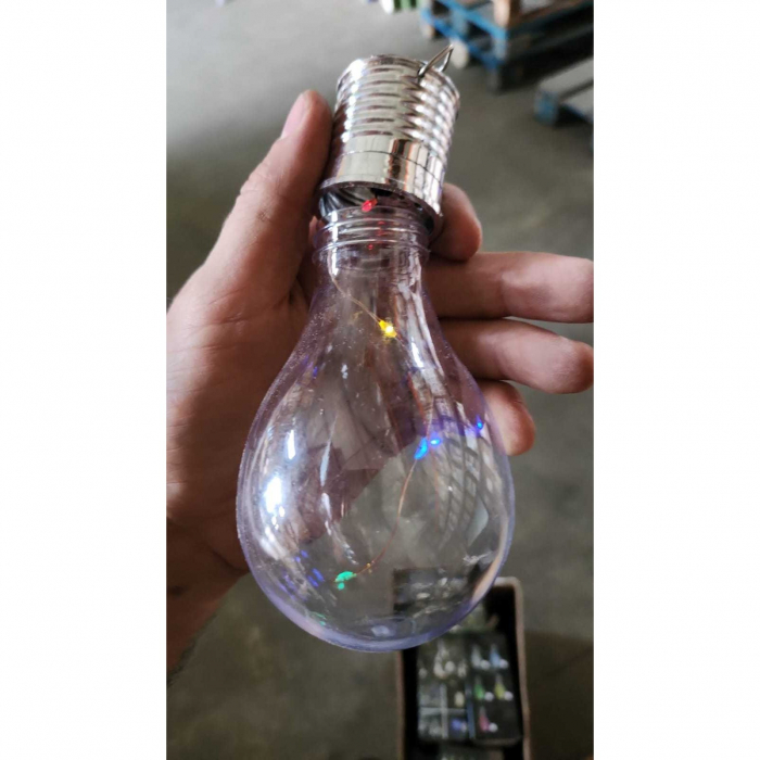 Lampa Solara LED Decorativa sub forma de Bulb, pentru exterior, suspendata, IP65, Ultron Transparent, lumina Multicolora, Flippy [1]
