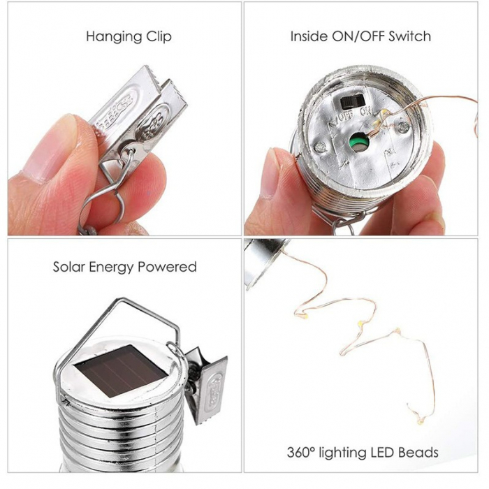 Lampa Solara LED Decorativa sub forma de Bulb, pentru exterior, suspendata, IP65, Ultron Verde, Flippy [5]