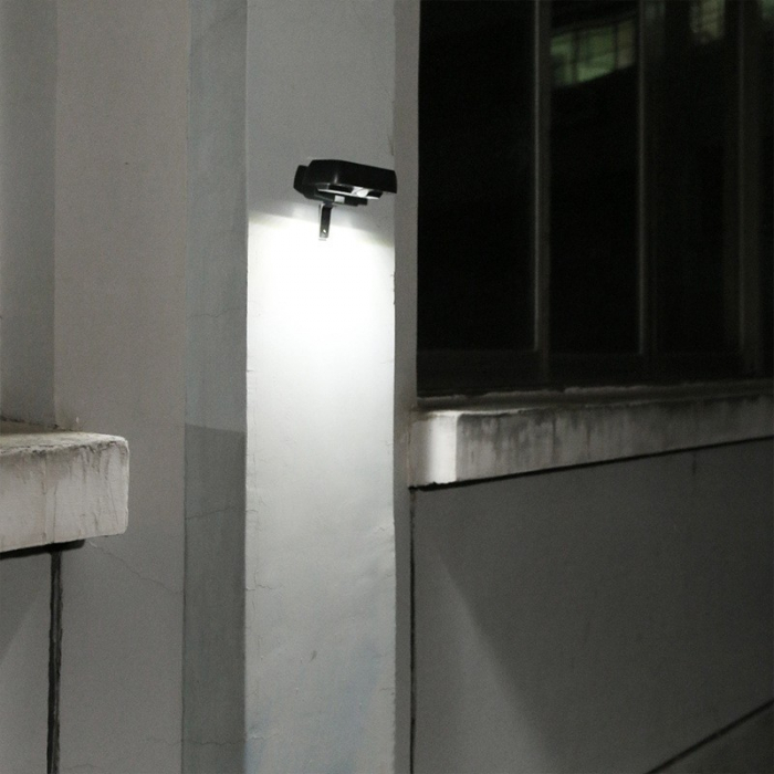 Lampa solara LED dreptunghiulara pentru perete Flippy, 18 x 7 cm, senzor miscare, 6V, ABS, 2200mAh, rezistent la apa, culoare alb rece, suport negru [4]