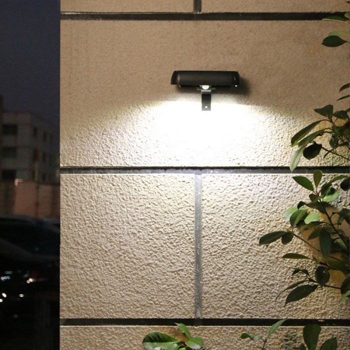 Lampa solara LED dreptunghiulara pentru perete Flippy, 18 x 7 cm, senzor miscare, 6V, ABS, 2200mAh, rezistent la apa, culoare alb rece, suport negru [3]