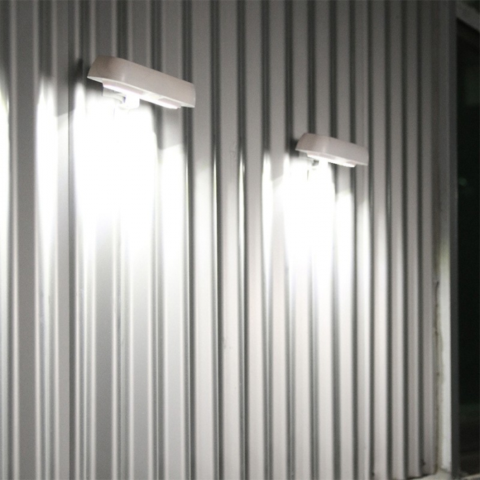 Lampa solara LED dreptunghiulara pentru perete Flippy, 18 x 7 cm, senzor miscare, 6V, ABS, 2200mAh, rezistent la apa, culoare lumina alb rece, alb [5]