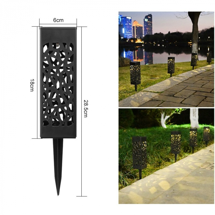lichidare Lampa solara LED, Flippy, Set 6 Bucati, Tip Felinar, pentru Gradina, Inaltime 30.2 cm, putere 0.2W, 1.2V, 600mAh, Lumina Alb Cald, Negru - Copie [2]