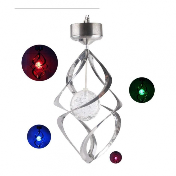 Lampa solara LED RGB spirala pentru gradina/terasa Flippy, se roteste de la vant, 35 x 5.5 cm, rezistenta la apa, 2V, 600 mAh, multicolor [4]