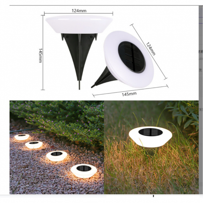 Lampa solara LED, sub forma de cerc, pentru gazon sau gradina, Rezistenta la apa, Flippy, Alb cald [1]