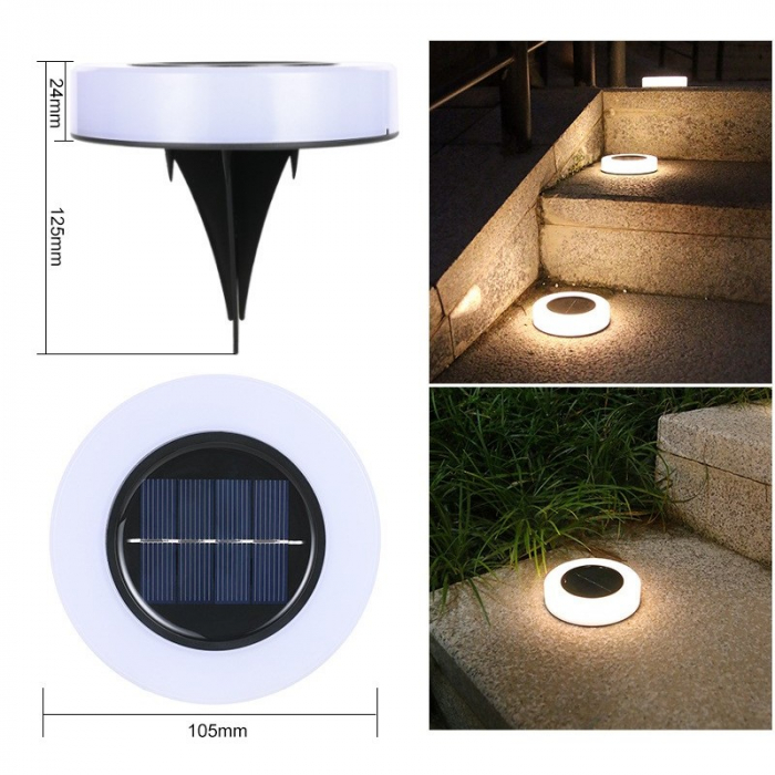 Lampa solara LED, sub forma de cerc, pentru gazon sau gradina, Rezistenta la apa, Flippy, Alb cald [6]