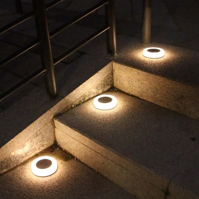 Lampa solara LED, sub forma de cerc, pentru gazon sau gradina, Rezistenta la apa, Flippy, Alb cald [3]