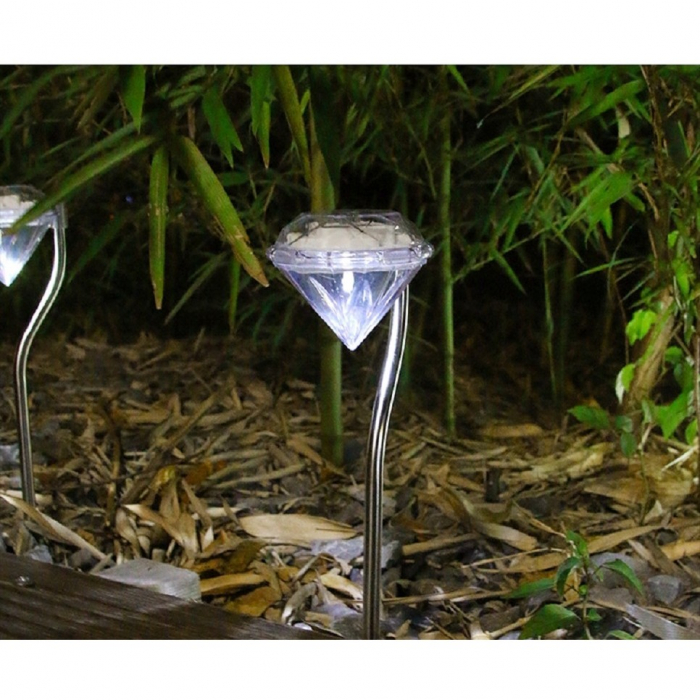 Lampa solara LED tip Diamant pentru gradina Flippy, inaltime 30 cm, 2V, ABS, 600mAh, alb rece [2]