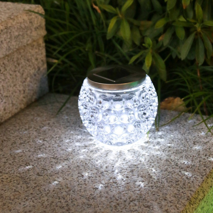 Lampa solara LED tip Glob cristal pentru gradina/trepte/terasa Flippy, rezistent la apa IP65, 10 x 9.5 cm, 1.2V, ABS, 600mAh, alb rece [2]