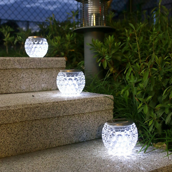 Lampa solara LED tip Glob cristal pentru gradina/trepte/terasa Flippy, rezistent la apa IP65, 10 x 9.5 cm, 1.2V, ABS, 600mAh, alb rece [3]