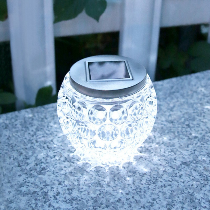 Lampa solara LED tip Glob cristal pentru gradina/trepte/terasa Flippy, rezistent la apa IP65, 10 x 9.5 cm, 1.2V, ABS, 600mAh, alb rece [4]
