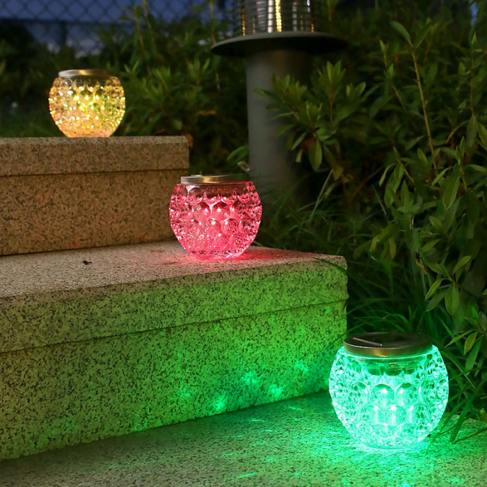Lampa solara LED tip Glob cristal pentru gradina/trepte/terasa Flippy, rezistent la apa IP65, 10 x 9.5 cm, 1.2V, ABS, 600mAh, multicolor [4]