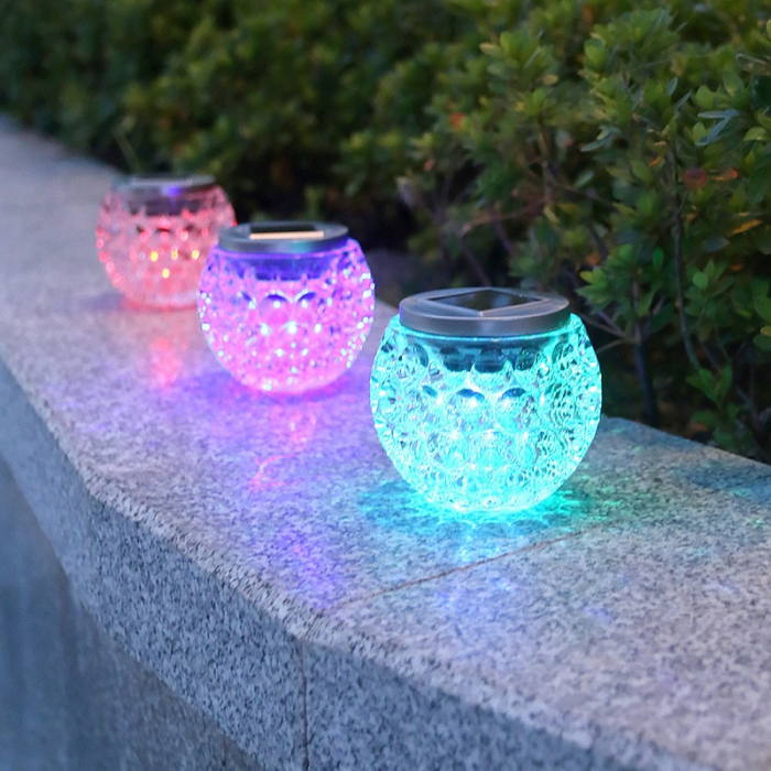 Lampa solara LED tip Glob cristal pentru gradina/trepte/terasa Flippy, rezistent la apa IP65, 10 x 9.5 cm, 1.2V, ABS, 600mAh, multicolor [3]