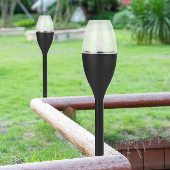 Lampa solara LED tip pahar de vin pentru gradina Flippy, inaltime 37.5 cm, efect de flacara, material PVC si ABS, 2V, 200mAh, alb cald [6]