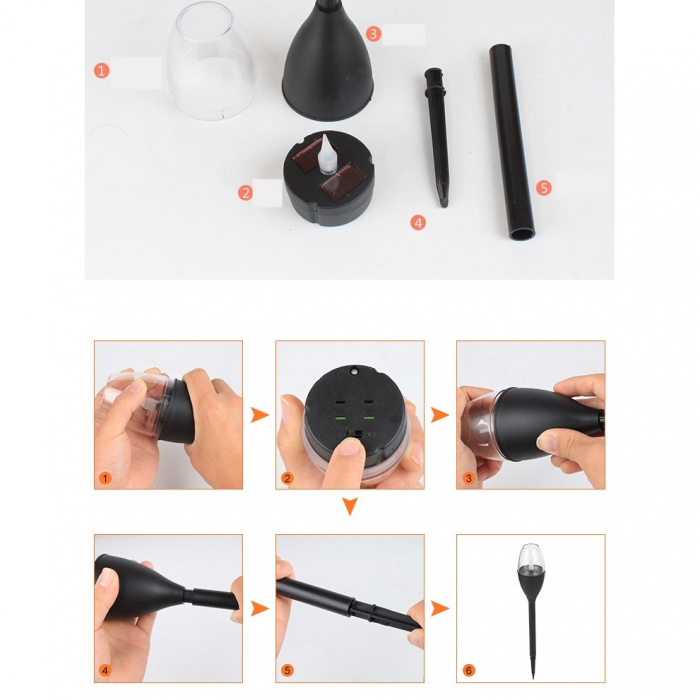 Lampa solara LED tip pahar de vin pentru gradina Flippy, inaltime 37.5 cm, efect de flacara, material PVC si ABS, 2V, 200mAh, alb cald [3]