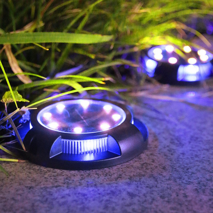 Lampa solara LED tip spot pentru gradina Flippy, cu 4 leduri laterale multicolore si 8 leduri principale alb rece, IP65, material ABS, baterie 2V, 700 mah, 11x13.5 cm, multicolor [3]