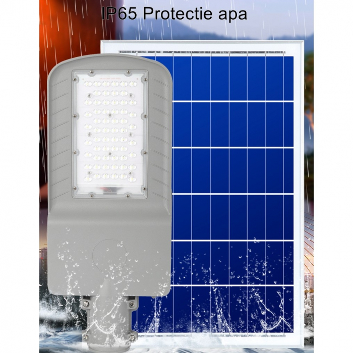 Lampa solara pentru strada sau gradina Flippy, IP65, senzor de lumina, 100 LED-uri SMD, 3150 lm, 500W autonomie 12-16 ore, telecomanda, montare prin fixare, pentru strada sau gradina, finisaj mat, mat [5]
