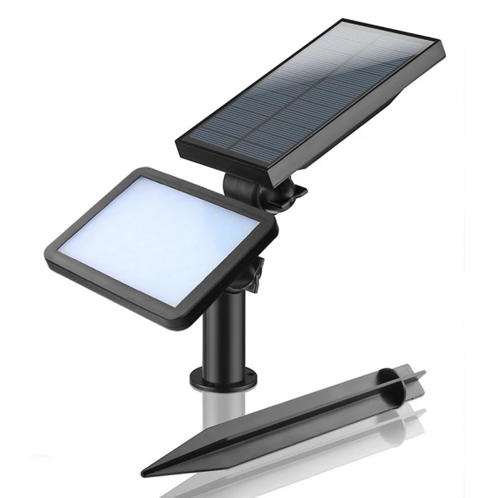 Lampa solara pentru terasa/gradina 48 de LED-uri Flippy, cu 2 moduri de fixare, senzor de lumina, IP44, material ABS, 5W, 80 lm, 26.5 cm x 14 cm, Alb Rece [2]