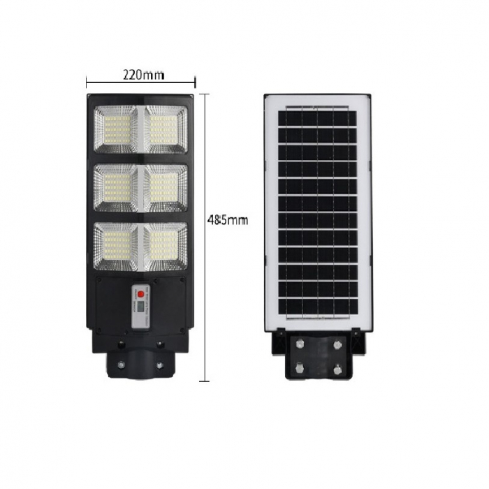 Lampa solara stradala Flippy, cu telecomanda, senzor de miscare si lumina, suport prindere, 135 LED-uri, IP65, ABS, 8AH, 100W, temperatura culoare 6500K, 48.5x22x6.8 cm, autonomie 10-12 ore, negru [5]