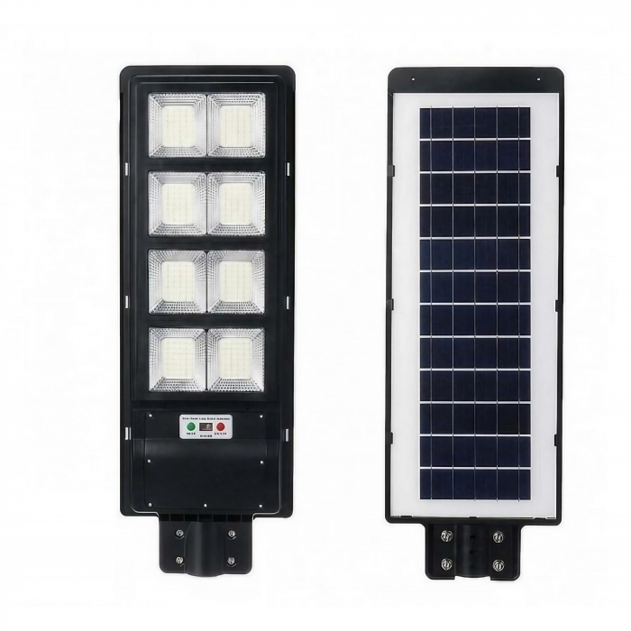 Lampa solara stradala Flippy, cu telecomanda, senzor de miscare si lumina, suport prindere, 180 LED-uri, IP65, ABS, 10AH, 200W, temperatura culoare 6500K, 59.5x23.8x6.8 cm, autonomie 10-12 ore, negru [1]