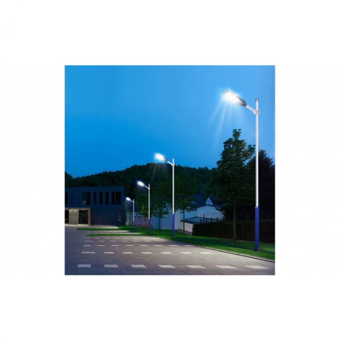Lampa solara stradala Flippy, cu telecomanda, senzor de miscare si lumina, suport prindere, 192 LED-uri, IP65, ABS, 8AH, 200W, temperatura culoare 6500K, 58.6x18.8x5 cm, autonomie 10-12 ore, negru [2]