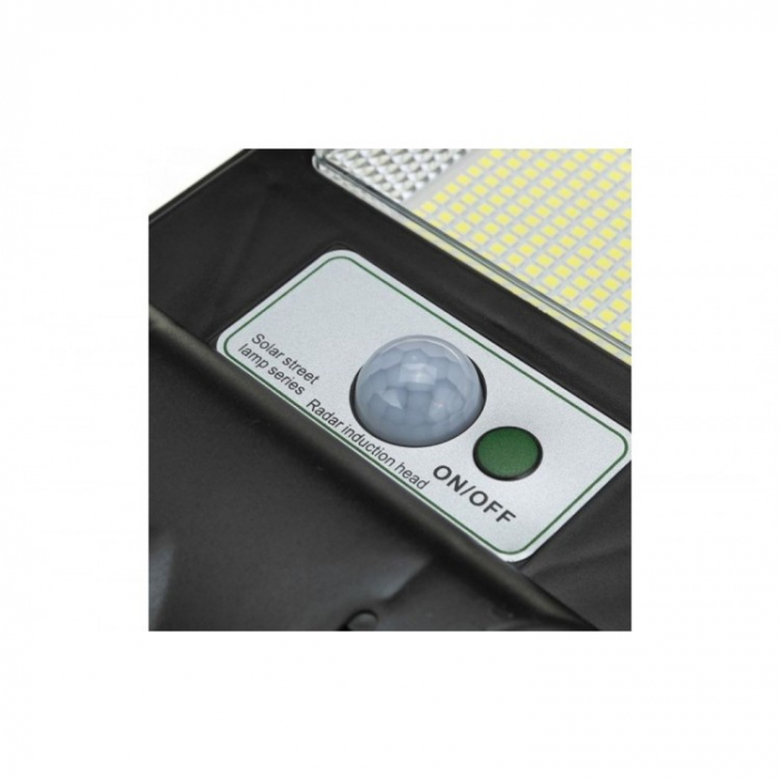 Lampa solara stradala Flippy, cu telecomanda, senzor de miscare si lumina, suport prindere, 192 LED-uri, IP65, ABS, 8AH, 200W, temperatura culoare 6500K, 58.6x18.8x5 cm, autonomie 10-12 ore, negru [5]